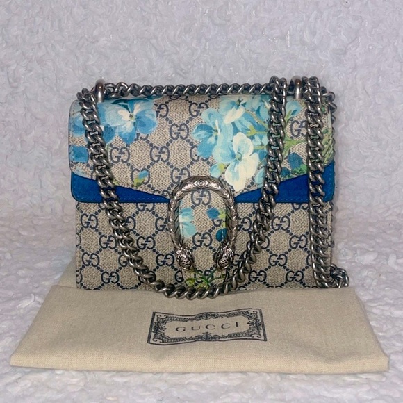 Gucci Handbags - Gucci GG Supreme Dionysus Blooms Floral Mini Chain Shoulder Crossbody Bag Blue